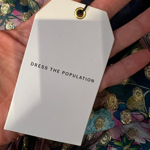 DRESS THE POPULATION Women's Romera Dress Size L in Capri Multi - Picture 10 of 13